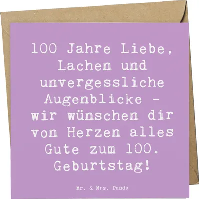 Produktbild von Mr. & Mrs. Panda Grußkarte Spruch 100. Geburtstag - Lavendeltraum - Geschenk, Glückwunschkarte, Happy Birthday, Erinnerungen, Klappkarte, Alter, anlasskarte, doppelkarte
