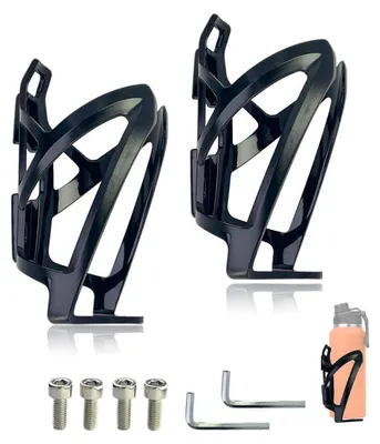 Immagine prodotto di Portaborracce per bicicletta, 2 pezzi, colore nero, in policarbonato, adatti per mountain bike, bici da corsa ed e-bike