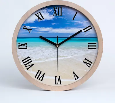Produktbild von Holzuhr 25fi cm wanduhr - schwarze Spitzen - tropischer Strand