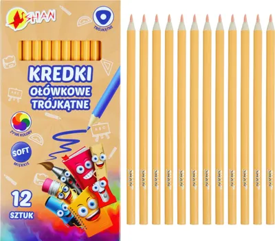 Zdjęcie produktu dla Kredki ołówkowe trójkątne Shan Cieliste 12 sztuk