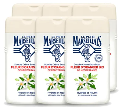 Produktbild von 6 x Le Petit Marseillais Duschcreme Orangenblüte - hydratisierend - 250 ml - Vorteilspackung - 6 Stücke