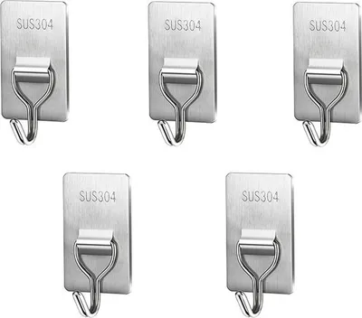 Produktbild von INF Selbstklebende Edelstahlhaken - 5er Pack, ohne Bohren für Küche Bad