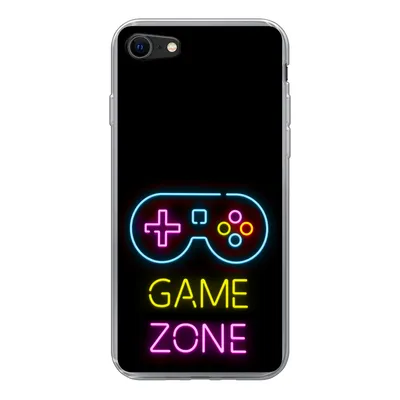 Produktbild von MuchoWow® Handyhülle Schutzhülle Hülle für iPhone 8 Controller - Spiel - Neon - Schwarz - Zitate - Spielzone Silikon Softcase Handy Hülle - Schutzhaube