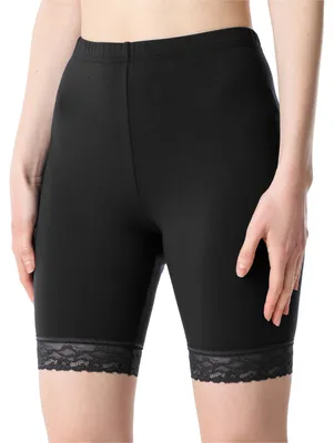 Produktbild von Bellivalini Damen Kurze Leggings aus Viskose mit Spitze BLV50-216 (Schwarz, S)