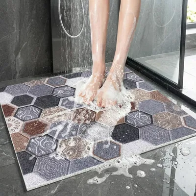 Obrázek produktu pro Protiskuzová sprchová podložka z PVC s texturou lufy, rozměr 60x60 cm, čtvercová, s odtokovými otvory