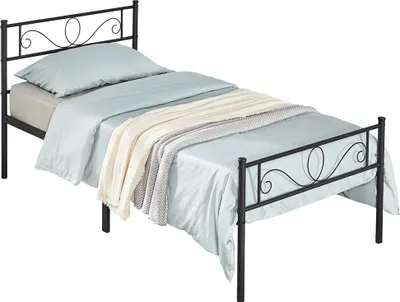 Produktbild von Yaheetech Bettrahmen Metallbett für 90 x 190 cm Matratze Bettgestell aus Metall Gästebett mit Lattenrost Schwarz