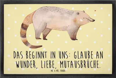 Produktbild von Mr. & Mrs. Panda fußmatte Nasenbär 60 x 90 cm - Gelb Pastell - Geschenk, Lustige Sprüche, Schmutzfangteppich, Gummimatte, Schmutzmatte, Bär, Nasenbären, Schmutzfangmatte