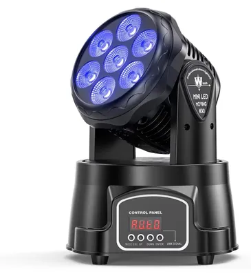Zdjęcie produktu dla Reflektor ruchomy - oświetlenie sceniczne DMX - 1 sztuka - 105 W - 7 x 15 W diody LED RGBW - napięcie zasilania: 110–240 V - wtyczka EU
