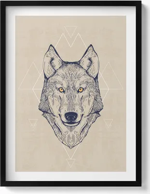 Produktbild von Wolfskopf– Wandbild mit Rahmen – Gerahmtes Bild  – Wanddekoration – 60x80 cm –  Schwarz Rahmen