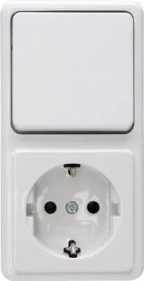 Produktbild von Kopp STANDARD arktisweiß Schalter Steckdosen Taster Kombi Dimmer Aufputz Kombi Schalter Steckdose