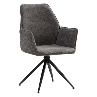 Produktbild von Homestyle4u Polsterstuhl drehbar Stuhl Chenille Grau Esszimmerstuhl Polstersessel Sessel Armlehnenstuhl
