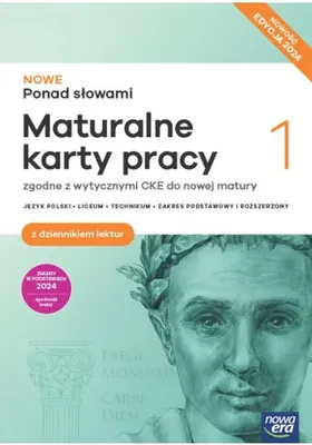 Immagine prodotto di Nowe Ponad slowami 1 Jezyk polski Maturalne karty pracy z dziennikiem lektur Zakres podstawowy i rozszerzony Edycja 2024