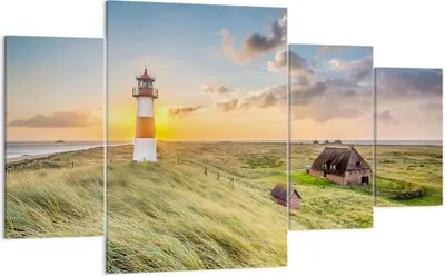 Produktbild von Bild auf Leinwand - Leinwandbild - Leuchtturm Meer - 160x90cm - Wand Bild - Wanddeko - Wandbilder - Leinwanddruck - Bilder - Kunstdruck - Wanddekoration - Leinwand bilder - Wandkunst - DL160x90-3695