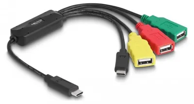 Image de DELOCK DeLOCK 4 Port USB 2.0 Cable Hub USB Type-C to 3 x USB-A femelle + 1 x USB-C mâle