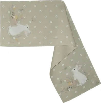 Produktbild von Tischdecke Stickerei weißer Osterhase Tischläufer 40 x 140 cm