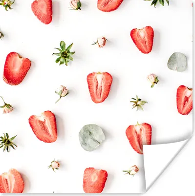 Produktbild von MuchoWow® Poster Sommer - Erdbeeren - Eiswürfel 75x75 cm - Wand Dekoration