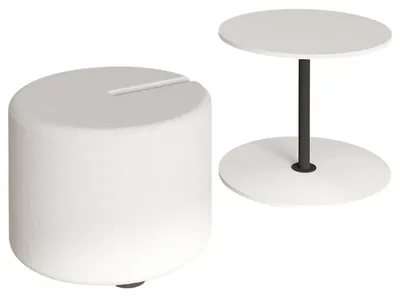 Produktbild von Beistelltisch mit Hocker aus Holz "Vexana" - 43 x 43 x 47 cm - Weiß
