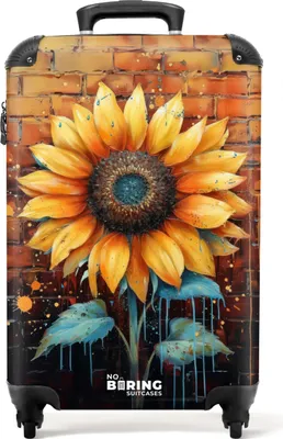 Produktbild von NoBoringSuitcases.com® Koffer Handgepäck Trolley Rollkoffer Kleine Reisekoffer mit 4 Rollen - Sonnenblume im Graffiti-Stil - Cabin Size < 55x40x23 cm & 55x40x20 cm - Fotokoffer - Kabinenkoffer - BoardgepäckHandgepäck Koffer 55x35x20 cm, 36L,