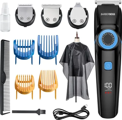 Produktbild von 3-in-1-Pflegeset für Herren, Haar-, Bart- und Detailschneider, Präzisionsrad, Schneidklingen, Ladelampe, wiederaufladbar über USB und 100% wasserdicht