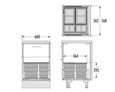 Image de Collecteur de déchets Hailo 3201643 Allegro 295 Insert 2x 8 + 2x 18 L Gris clair