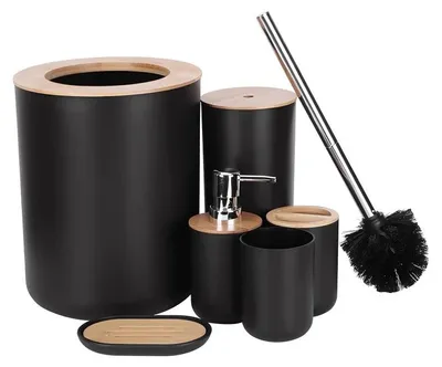 Produktbild von Verk 27139 Set mit 6 Badaccessoires, schwarz
