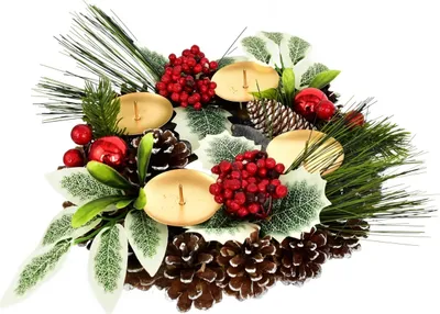 Zdjęcie produktu dla Świecznik adwentowy z szyszkami sosnowymi 7x24 cm