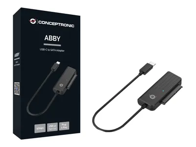 Produktbild von Conceptronic ABBY USB-C-zu-SATA-Adapter, Schwarz, China, 32 mm, 12 mm, 65 mm, 22 g