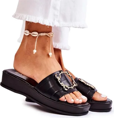 Produktbild von Modische schwarze Lederpantoffeln für Damen Adaline 38