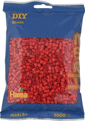 Produktbild von HAMA Bügelperlen midi rot 3.000er Beutel