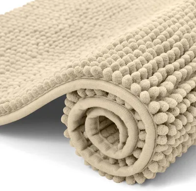 Obrázok produktu pre Omgoods – Kúpeľňová rohož, 50x80 cm, béžová, vysoko savá a protišmyková