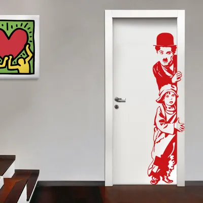 Produktbild von Charlie Chaplin - Wandaufkleber Wandsticker aus Vinyl 45x185 cm Rot
