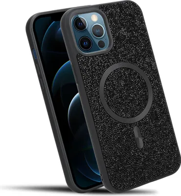 Immagine prodotto di Cadorabo custodia per Apple iPhone 13 PRO custodia glitter compatibile con MagSafe in NERO custodia magnetica per cellulare Sparkle Diamond per Apple iPhone 13 PRO custodia protettiva in cristallo antiurto con forza magnetica