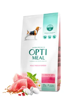 Produktbild von Optimeal Alleinfuttermittel für ausgewachsene Hunde mit Truthahn für mittelgroße Rassen–12kg