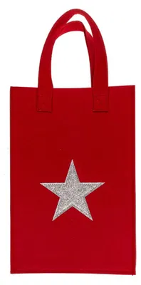 Produktbild von Rote Geschenktasche aus Filz mit Glitzermotiv Geschenktüte