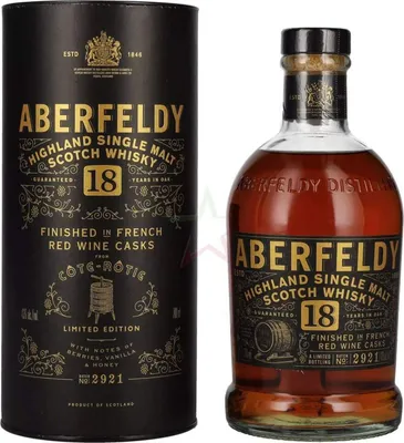 Immagine prodotto di Aberfeldy 18 anni Highland Single Malt invecchiato in botti di vino rosso CÔTE RÔTIE 43,00 %  0,70 lt.