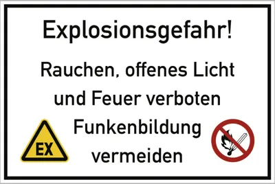 Produktbild von Dreifke® Explosionsgefahr! Rauchen, offenes Licht und Feuer ..., Folie, 300x2...