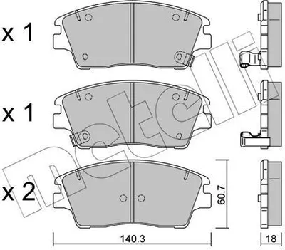 Produktbild von METELLI 22-1164-0 Bremsbeläge Satz Vorne Bremsklötze für HYUNDAI Tucson (TL, TLE) für KIA Sportage (QL, QLE)
