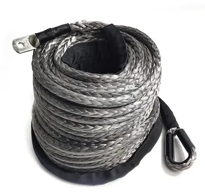 Produktbild von Windenseil - Verlängerungsseil 30 m - 10 mm synthetisches Seil UHMW-PE - Bruchlast 10,5 t - 12-litzig - Abschleppen & Offroad-Bergung - Schwarz