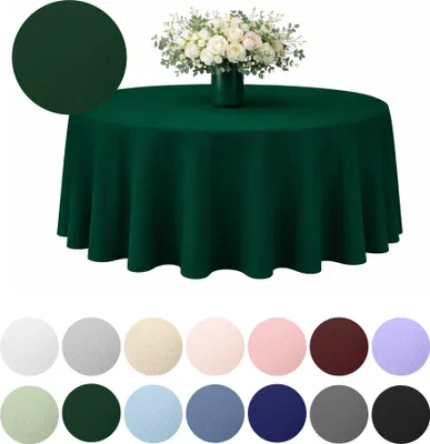 Produktbild von MEBLE ODNOWA, Runder Tischdecken-Bezug, Matt Tischdecke, Dunkelgrün, 320 cm, Bankett und Hochzeitstischdecke, Tischschutz, Elegant, Formstabil, Elastisch, Strapazierfähig, Maschinenwaschbar