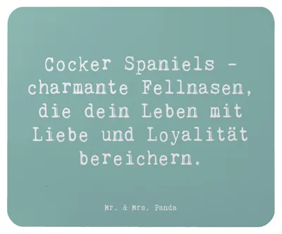 Produktbild von Mr. & Mrs. Panda Mauspad Spruch Cocker Spaniel Liebe - Meeresbrise - Geschenk, Hunderassen Pflege, bedingungslose Zuneigung, bewegungsfreudig, computer, pc, loyal, laptop