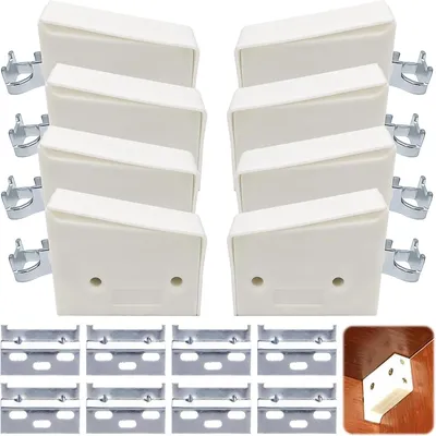 Productafbeelding van Schrankaufhänger - Set van 8 - Instelbaar metalen Schrankaufhänger set met steunschijf - Hangkasten en kasten (wit)