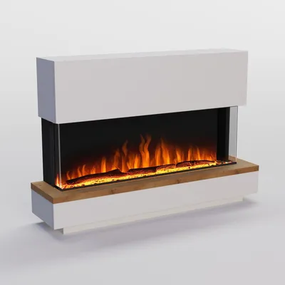 Produktbild von Garlivo Elektrokamin 'Napoli 50 Weiss/ Eiche ' | LED Standkamin in weiss mit Heizung (1500 W) | HxBxT: 100x147x35cm