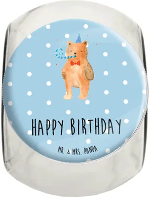 Produktbild von Mr. & Mrs. Panda Frischhaltedose Bär Geburtstag L 870ml - Blau Pastell - Geschenk, Teddy, Alles Gute, Bonbonglas, Happy Birthday, Naschglas, gewürzglas, Glückwunsch