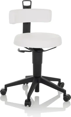 Produktbild von hjh OFFICE Drehhocker TOP WORK FLEX PolyurethanRollhocker Arbeitshocker, Ergonomischer Hocker für Büro Praxis Homeoffice, Kunstleder