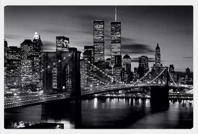 Produktbild von Black & White - Poster - Brooklyn Bridge + Wechselrahmen, Shinsuke® Maxi MDF weiss, Acryl-Scheibe