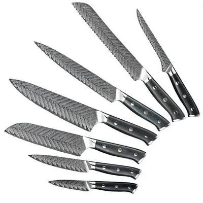 Produktbild von Oktagon Damast Küchenmesser Set - 7-teiliges Set in Schwarz KP13846