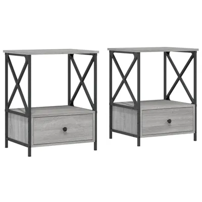Produktbild von Nachttische 2 Stk. Grau Sonoma 50x41x65 cm Holzwerkstoff