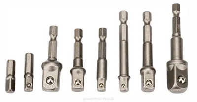 Image de POWERMAT Set d'adaptateurs de perçage 1/2" 3/8" 1/4", 8pcs, hexagonal PM-ZAH-8T
