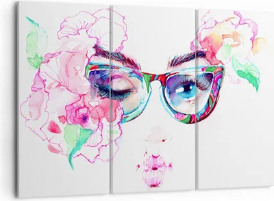 Produktbild von Bild auf Leinwand - Leinwandbild - Gläser Augapfel weiblich Farbe - 105x70cm - Wand Bild - Wanddeko - Leinwanddruck - Bilder - Kunstdruck - Wanddekoration - Leinwand bilder - Wandkunst - CE105x70-3091