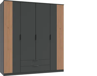 Produktbild von Drehtürenschrank >LUEBECK< in GRAPHIT + AKUSTIKLAMELLEN-NB ARTISAN